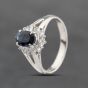 Second Hand Platinum 0.68ct Sapphire & 0.19ct Diamond Oval Cluster Ring 43361147