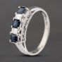 Second Hand Platinum 0.61ct Sapphire & 0.21ct Emerald Cut Diamond Five Stone Ring 43361148
