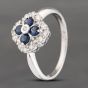 Second Hand Platinum Sapphire & 0.26ct Brilliant Cut Diamond Cluster Ring 43361149