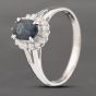 Second Hand Platinum 1.16ct Sapphire & 0.18ct Brilliant Cut Diamond Oval Cluster Ring 43361150