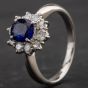 Second Hand Platinum Diamond Sapphire Cluster Ring 4336115