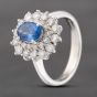 Second Hand Platinum 1.00ct Sapphire & 1.00ct Brilliant Cut Diamond Oval Ring 43361162