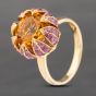 Second Hand 18ct Yellow Gold 6.2ct Multi Stone & 0.10ct Diamond Flower Design Dress Ring 43361170