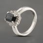 Second Hand Platinum Sapphire & 0.20ct Diamond Rectangular Cluster Ring 43361172