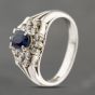 Second Hand Platinum 0.88ct Sapphire & 0.33ct Brilliant Cut Diamond Oval Cluster Ring 43361173