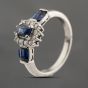 Second Hand Platinum 1.26ct Sapphire & 0.17ct Brilliant Cut Diamond Oval Cluster Ring 43361183