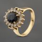 Second Hand 18ct Yellow Gold 1.60ct Sapphire & 0.50ct Brilliant Cut Diamond Oval Cluster Ring 43361184