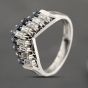 Second Hand Platinum 0.60ct Sapphire & 0.50ct Baguette Cut Diamond Half Wishbone Ring 43361185