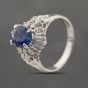 Second Hand Platinum Sapphire & 0.47ct Diamond Oval Cluster Ring 43361190