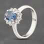 Second Hand Platinum 1.00ct Sapphire & 0.40ct Brilliant Cut Diamond Oval Cluster Ring 43361193