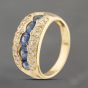 Second Hand 18ct Yellow Gold Sapphire & 0.50ct Brilliant Cut Diamond Graduated Three Row Ring 43361197