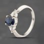 Second Hand Platinum 1.29ct Sapphire & 0.35ct Pear Cut Diamond Oval Three Stone Ring 43361207