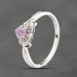 Second Hand 9ct White Gold Pink Sapphire & Diamond Heart Cluster Ring 43361209