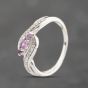 Second Hand 9ct White Gold Pink Sapphire & Diamond Shoulders Twist Dress Ring 43361210