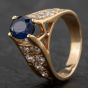 Second Hand 14ct Yellow Gold 2 Row Sapphire and Diamond Ring 4336131