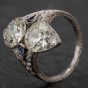 Second Hand Platinum Old Cut 3.00ct Diamond & Sapphire Cluster Ring 4336133