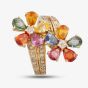 Second Hand 14ct Yellow Gold 4.39ct Multi Coloured Sapphire & 0.71ct Diamond Double Flower Crossover Ring 4336134