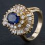 Second Hand 9ct White Gold Claw Set Oval Sapphire Diamond Cluster Ring 4336139