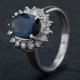 Second Hand Platinum Sapphire Brilliant Diamond Cluster Ring 4336141