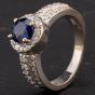 Second Hand 14ct White Gold Round Sapphire Claw Set Diamond Ring 4336153