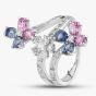 Second Hand 18ct White Gold Certificated Blue & Pink Sapphire & Brilliant Cut Diamond Triple Cluster Ring 433615625