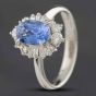 Second Hand Platinum 1.58ct Sapphire & 0.46ct Diamond Oval Cluster Ring 433615733