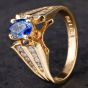 Second Hand 14ct Yellow Gold Oval Sapphire & Diamond Ring 4336179