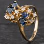 Second Hand 9ct Yellow Gold Diamond and Sapphire Cluster Ring 4336205