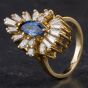 Second Hand 14ct Yellow Gold 1.05ct Sapphire & 1.44ct Diamond Marquise Cluster Ring 4336227