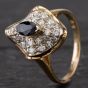 Second Hand 9ct Yellow Gold Diamond and Sapphire Cluster Ring 4336229