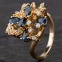 Second Hand 9ct Yellow Gold Diamond and Sapphire Cluster Ring 4336231