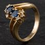 Second Hand 14ct Yellow Gold Diamond and Sapphire Double Cluster Ring 4336246
