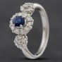 Second Hand Platinum 0.40ct Sapphire & 0.40ct Brilliant Cut Diamond Triple Cluster Ring 4336292