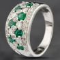 Second Hand 14ct White Gold 0.80ct Emerald & 0.72ct Diamond Graduated Band Ring 4337010