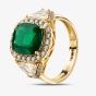 Second Hand 18ct Yellow Gold 3.48ct Emerald & 1.32ct Diamond Cushion Cluster Ring 4337030