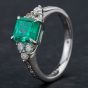 Second Hand Platinum Emerald Baguette Diamond Dress Ring 4337058