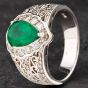 Second Hand 14ct White Gold 1.22ct Emerald & 0.75ct Diamond Cluster Ring 4337060
