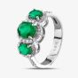 Second Hand 18ct White Gold 1.87ct Emerald & 0.51ct Diamond Triple Oval Cluster Ring 4337065