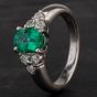 Second Hand Platinum Oval Emerald Diamond Seven Stone Ring 4337078