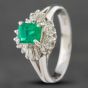 Second Hand Platinum 0.65ct Emerald & 0.27ct Baguette Cut Diamond Square Cluster Ring 43371005