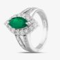 Second Hand Platinum 0.87ct Emerald & 1.04ct Diamond Marquise Cluster Ring 4337102