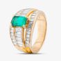 Second Hand 18ct Yellow Gold Emerald & Baguette Cut Diamond Three Row Ring 43371031