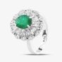 Second Hand 18ct White Gold Oval Cut Emerald & Diamond Cluster Ring 43371040