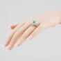 Second Hand 18ct White Gold Oval Cut Emerald & Diamond Cluster Ring 43371040