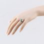 Second Hand 18ct White Gold Emerald & 0.58ct Diamond Oval Cluster Ring 43371060