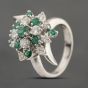 Second Hand Platinum 0.76ct Emerald & 0.84ct Brilliant Cut Diamond Multi Stone Cluster Ring 43371066