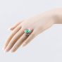Second Hand Platinum 2.95ct Cabochon Cut Emerald & 0.08ct Diamond Tear Drop Dress Ring 43371067
