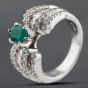 Second Hand 14ct White Gold Emerald & 0.90ct Diamond Dress Ring 43371069