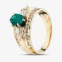 Second Hand 14ct Yellow Gold Emerald & 0.63ct Diamond Cluster Ring 43371070