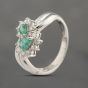 Second Hand Platinum 0.38ct Emerald & 0.32ct Brilliant Cut Diamond Pear Shape Double Cluster Ring 43371072